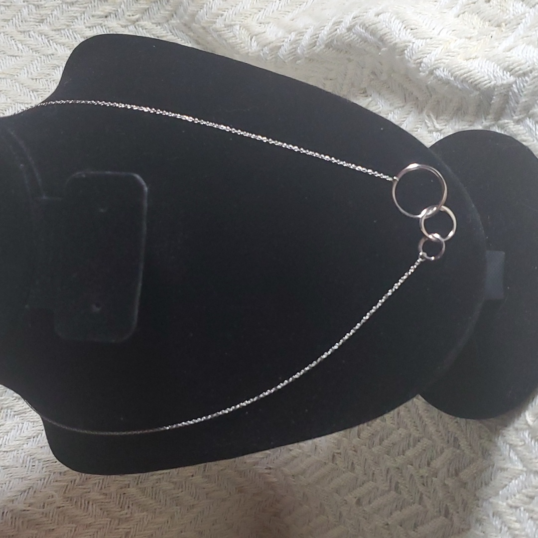 Old Rubin 3 Circle Sterling Silver Necklace (Mother And Daughter)